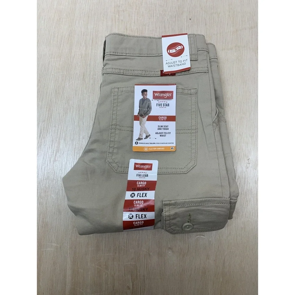 Wrangler Boys Flex Cargo Slim Fit Pant Beige Tan 9RKHWBF Size‎ 10 Husky
